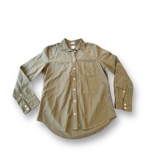 J.Crew Factory Olive Green Boy Fit Button-up Blouse Women’s Size Small